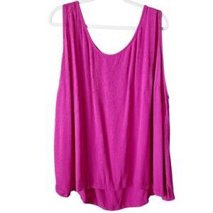Evri | Sleeveless Tank Top Crepe Crinkle Flowy Rayon Summer Pink Plus 2X